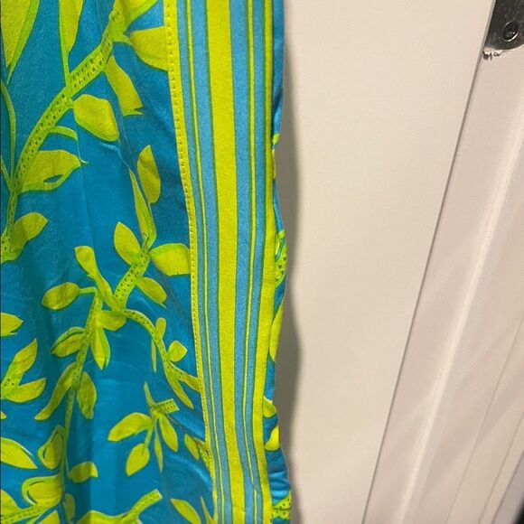 Vibrant Teal and yellow  Print Dress - Picture 3 of 8